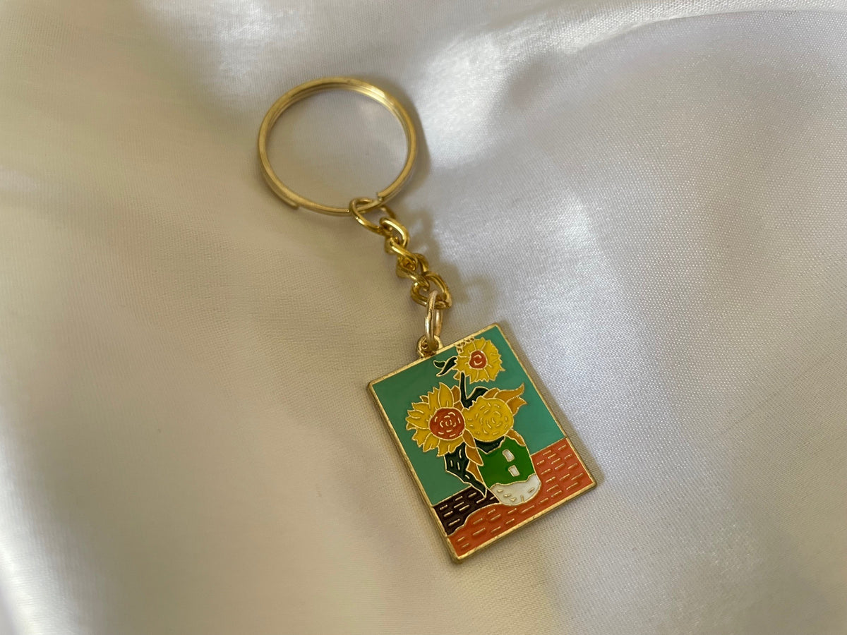 Sunflowers Painting by Van Gogh Keychain