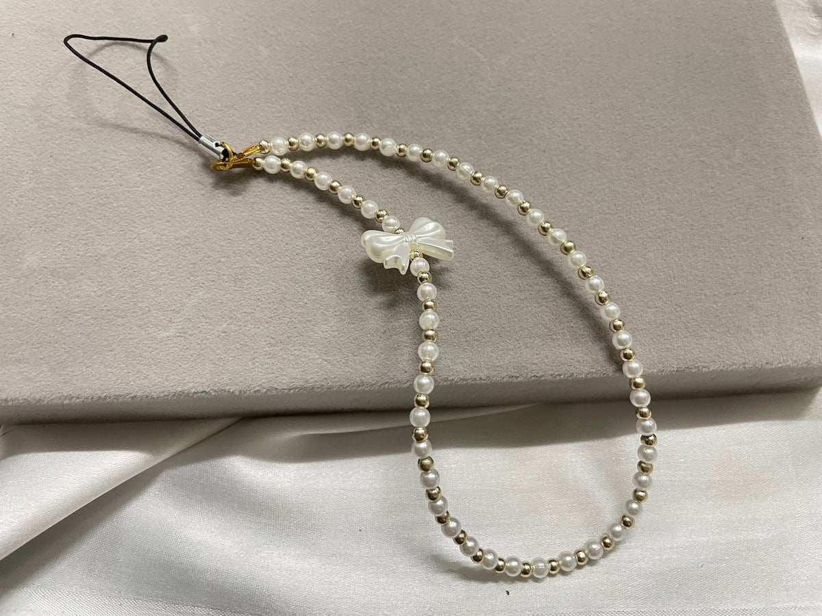 Pearl & Golden Phone Charm