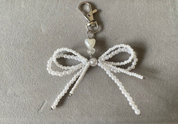 White Double Bow Bag Charm
