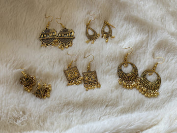 Golden Oxidised Earrings