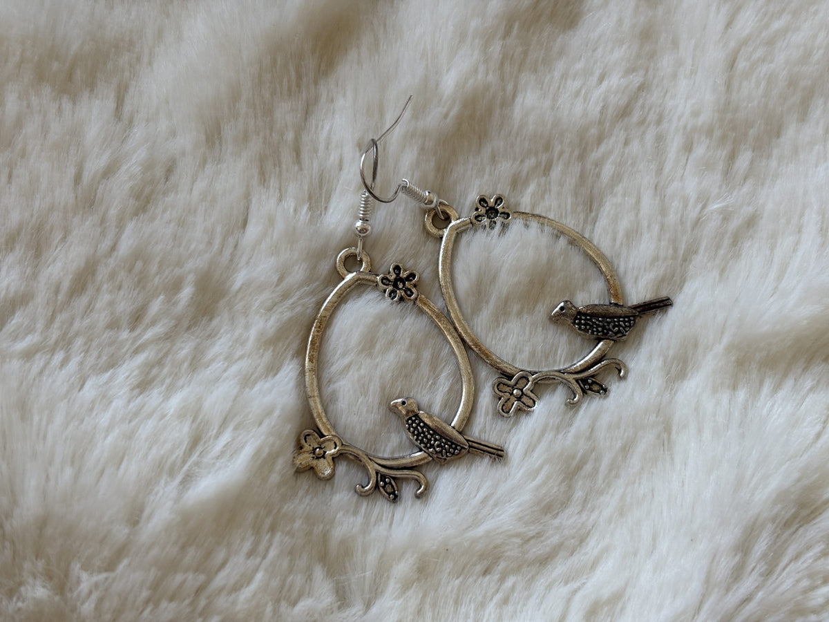 Bird Oxidised Earrings