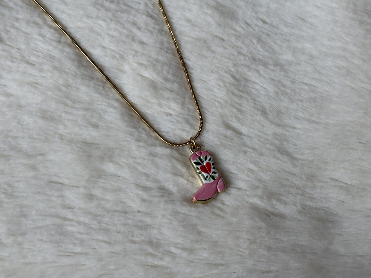 Pink Boot Necklace