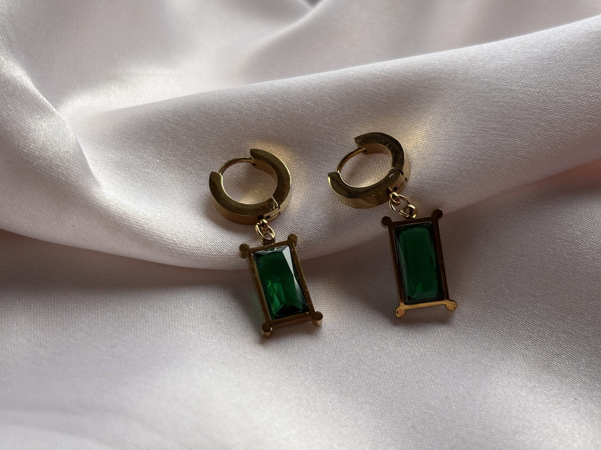 Emerald Stone Hoops