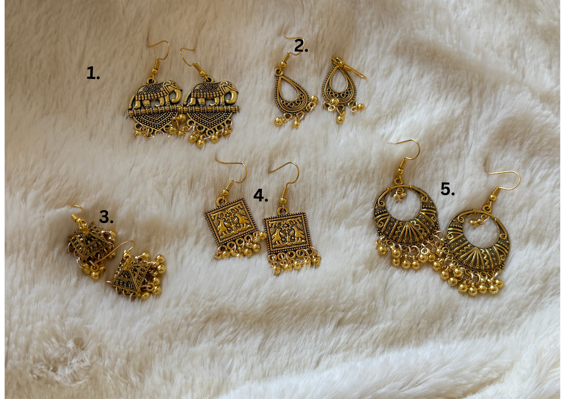 Golden Oxidised Earrings